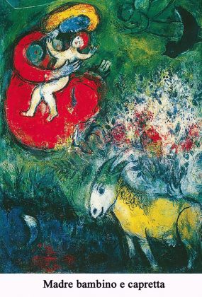 Madre bambino e capretta
